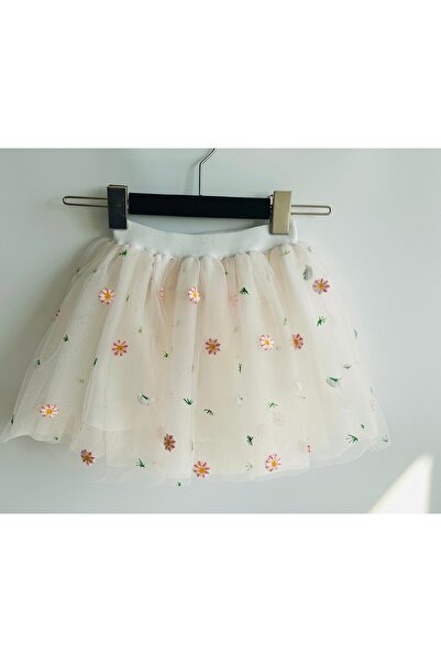 Zebra Baby Girl Flower Embroidered Lined Tutu Skirt