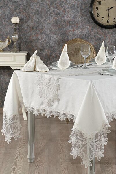 Çeyiz Diyarı Τραπεζομάντιλο Latife 26 τεμαχίων κρέμα