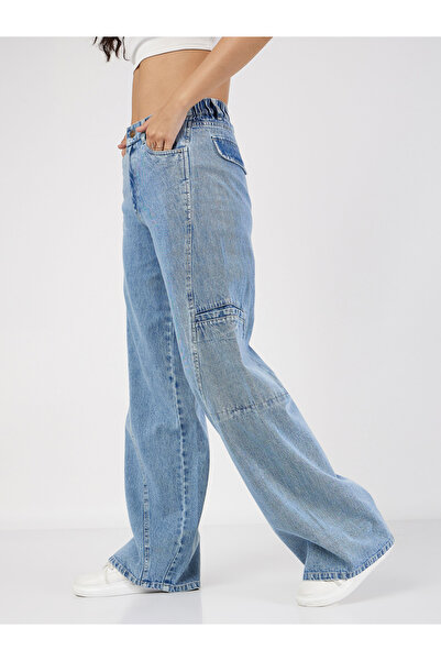 Sassafras By Styli Women Blue High Rise Plain Wide Leg Jeans