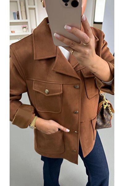 Sezgi Tekin Μπουφάν Premium Series College με κουμπιά και λεπτομέρεια τσέπης σε ταμπά χρώμα