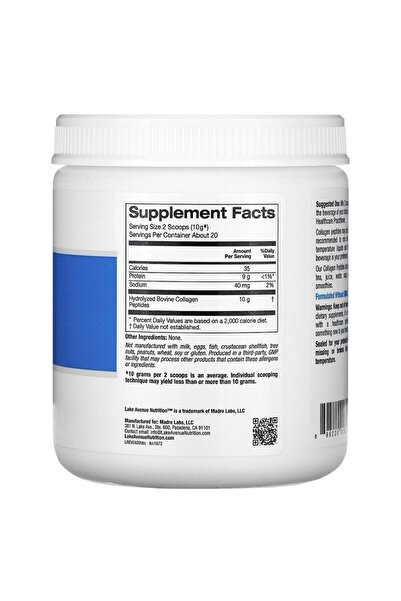 Lake Avenue Nutrition - Hydrolyzed Collagen Peptides Type I & III (Unflavored)
