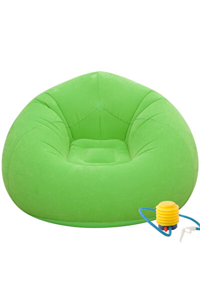 SDEPOT ® inflatable armchair, with pump included, portable, fast inflation, durable material, green