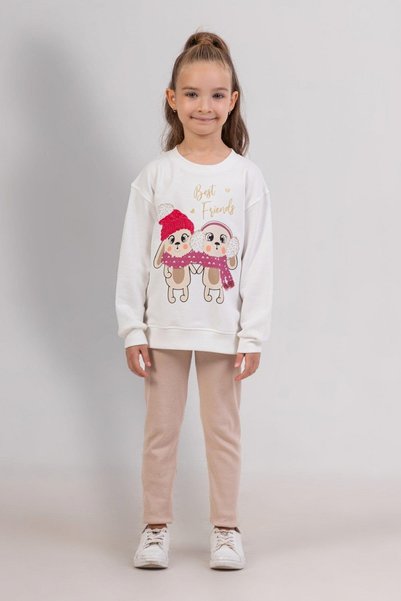 Dmb Mojo girl child 3-8 years Printed sweat & leggings set ecru