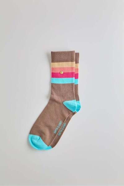 BONY SOCKS Цветни чорапи с ивици Кафяви