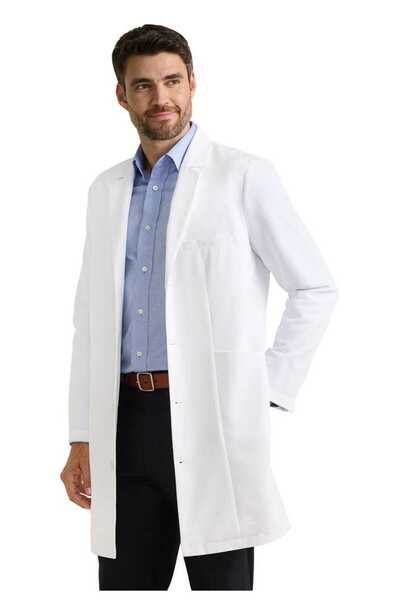 LAYAN Women's white mid-length lapel shirt, doctor's lab coat, teacher's coat