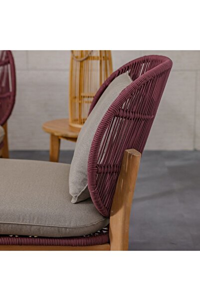 Danube Home Cherry 4-Seater Sofa Set with 2 Coffee Tables – Elegant Cherry/Brown Living Room Set