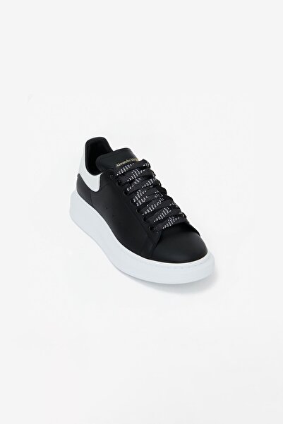 ALEXANDER MCQUEEN Erkek S.Rubber Kalın Tabanlı Deri Sneakers - Siyah/Beyaz