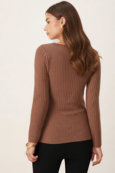 armonika Γυναικεία μπλούζα με λαιμόκοψη σε σχήμα V με μακρύ μανίκι με μαλακή υφή ελαστικό ύφασμα ARM-26K001014