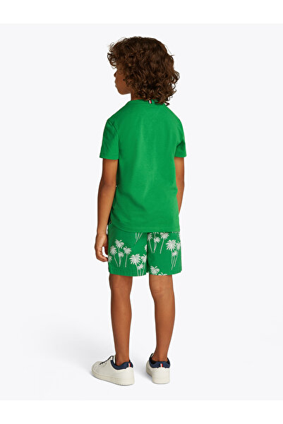 Tommy Hilfiger Boys Radiant Green Palm Print Short Sleeve Crew Neck T-Shirt