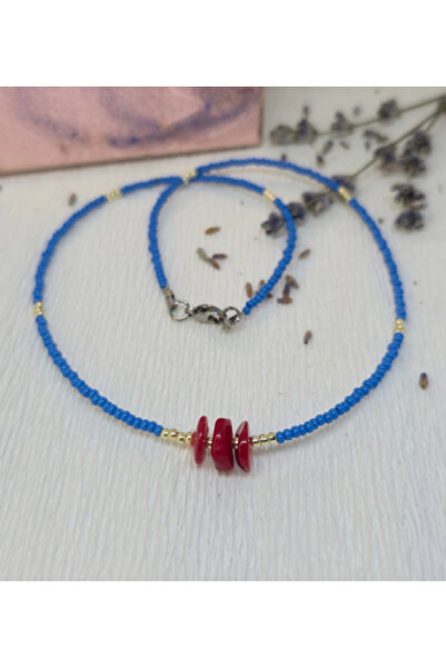 Amma Design Toho necklace blue with coral