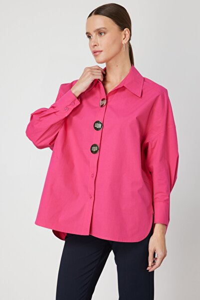 ON Büyük Süs Düğmeli Oversize Pamuk Gömlek