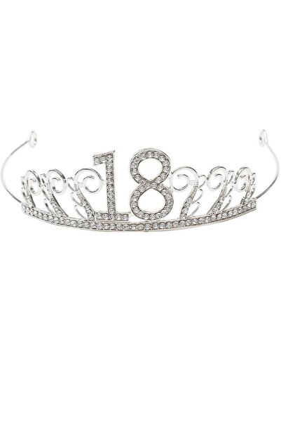 Dharst Coronita argintie din metal "18" - 14 x 4 cm