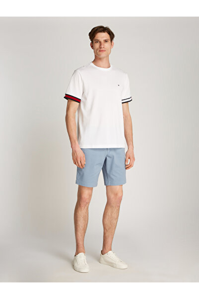 Tommy Hilfiger Men White Global Stripe Cuffs Crew Neck T-Shirt