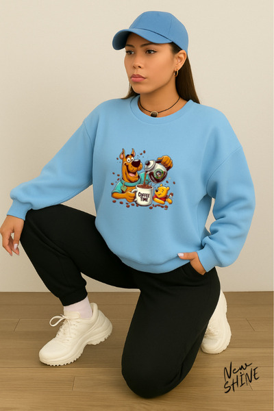 New Shine Coffee Time Printed Crew Neck Sweatshirt