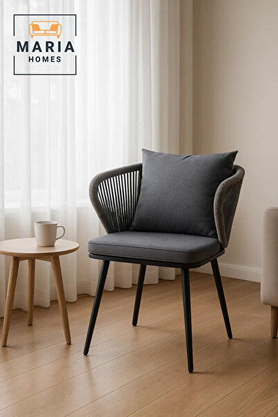 MARIA HOMES Grey Fabric Accent Chair for Home Office Living Room Modern Comfortable Indoor Chair