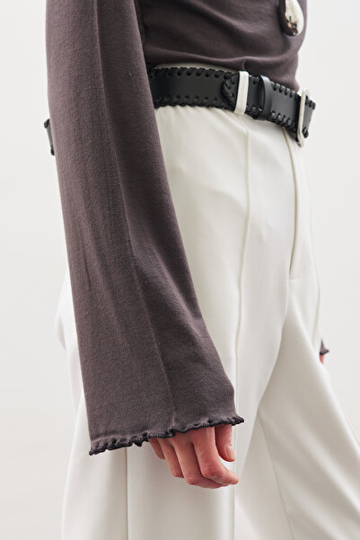 Manuka Fishing Collar Bluse Anthracite