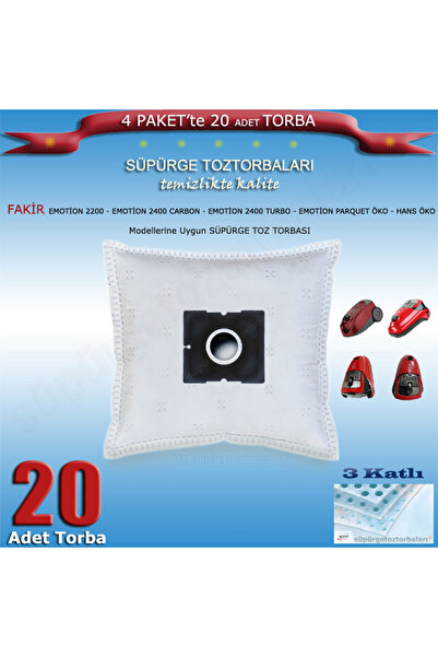 POOR EMOTİON 2200-2400 Carbon-2400 TURBO-PARQUET ÖKO-HANS ÖKO vacuum cleaner dust bag 20 pcs 200120