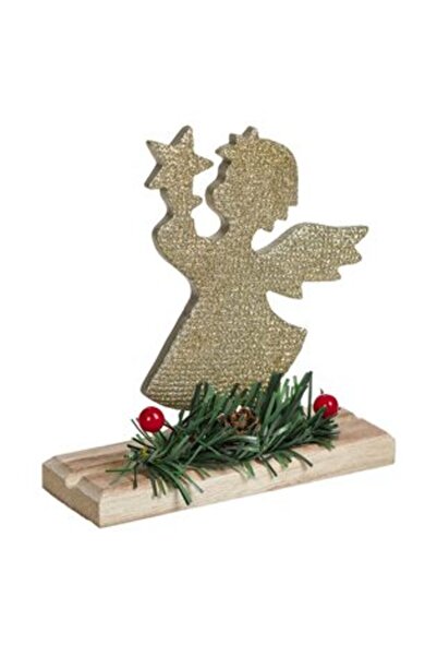 Silver Star Christmas Metal Decoration - Angel Cone with Gold Glitter, 14 cm