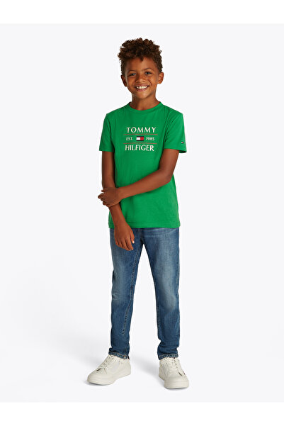 Tommy Hilfiger Boys Radiant Green Crew Neck Short Sleeves T-Shirt