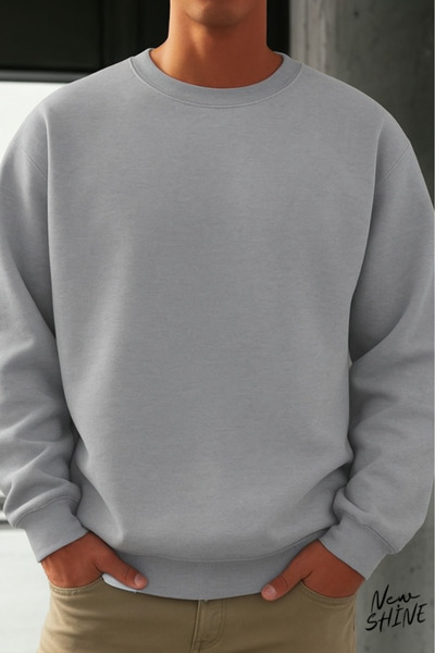 New Shine Neimprimat guler rotund Swea tricou