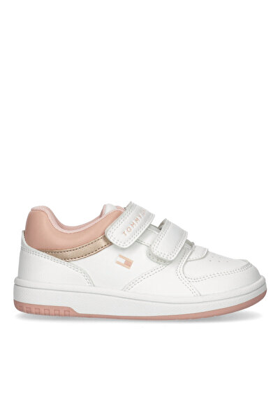 Tommy Hilfiger Girls White Leather Low Cut Velcro Sneakers