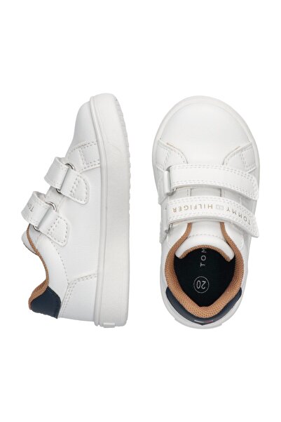 Tommy Hilfiger Kids Unisex White Leather Low Cut Velcro Sneakers