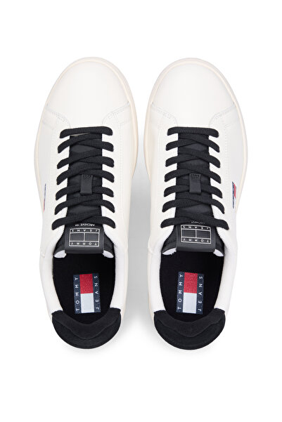 Tommy Hilfiger Men Black Leather Archive 98 Lace Up Sneakers