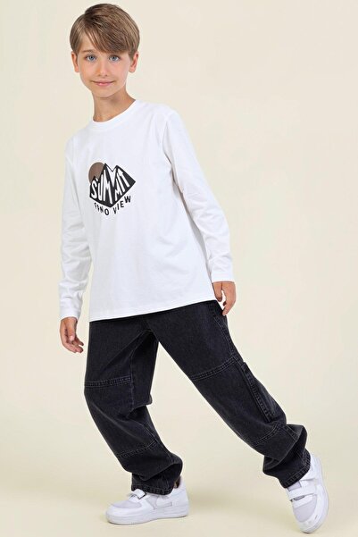 MAYORAL بنطال دينم فضفاض للأولاد من موجو، من عمر 4 إلى 9 سنوات، أسود