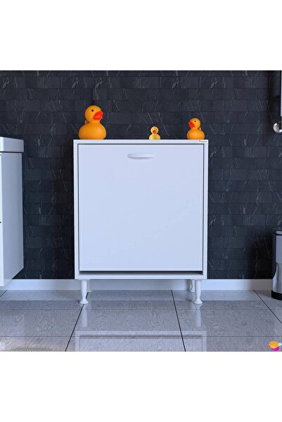 Lina Vella Home Açelya 55 cm Kirli Çamaşır Sepetli Banyo dolabı