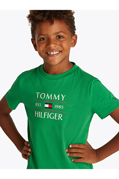 Tommy Hilfiger Boys Radiant Green Crew Neck Short Sleeves T-Shirt