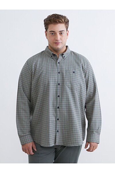 LC Waikiki Plus Size Regular Fit Long Sleeve Plaid Men's Shirt