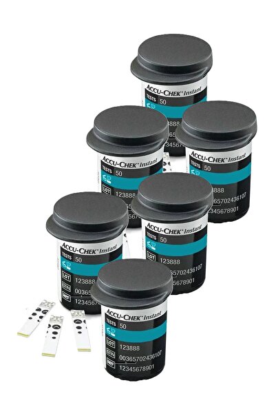 Accu Chek A set of 3 packs of Accu-Chek Instant Blood Glucose Test Strips, totaling 300 strips.