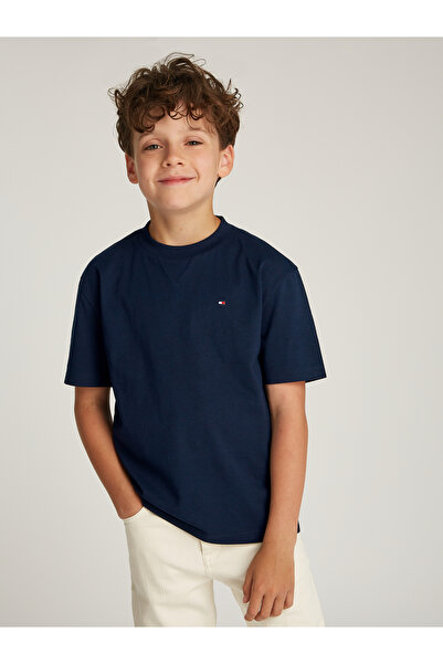 Tommy Hilfiger Boys Dark Night Navy Flag Embroidery Crew Neck T-Shirt