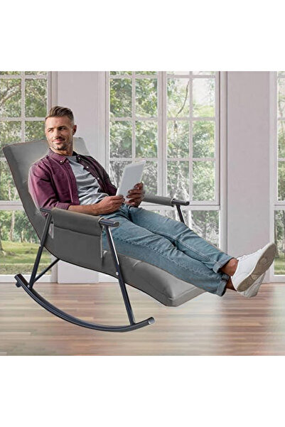 Sumkyle كرسي هزاز محمول قابل للطي مع مسند ظهر مرتفع مبطن وجيب جانبي للاستخدام...