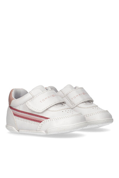 Tommy Hilfiger Girls White Leather Low Cut Velcro Sneakers