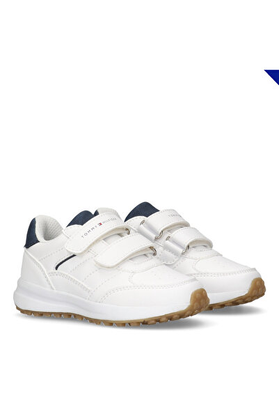 Tommy Hilfiger Kids Unisex White Leather Low Cut Velcro Sneakers