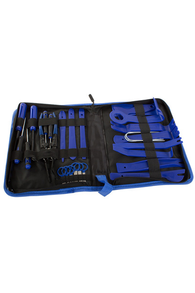 zola Σετ 37 εργαλείων εξαγωγής, ταπετσαρία αυτοκινήτου, αφαίρεση ραδιοφώνου και σφιγκτήρα, πλαστικό, μπλε