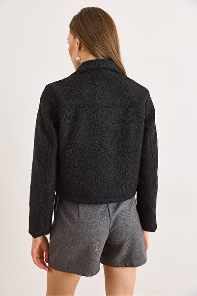 Olalook Жіночий чорний підкладковий шардонський кашеміровий піджак CKT-19000495