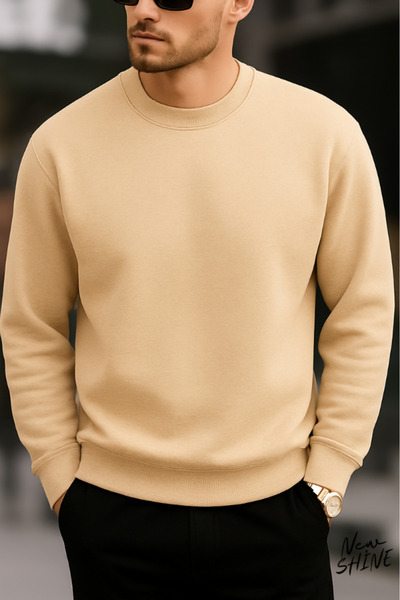 New Shine Neimprimat guler rotund Swea tricou