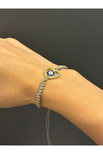 Gönülden Tasarım Macrome Knitted Evil Eye Heart Rope Bracelet