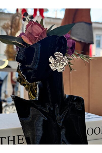 My Life Accessory Silver Silver Color Flower Figured Women's Steel Earrings Shiny and Stylish Model