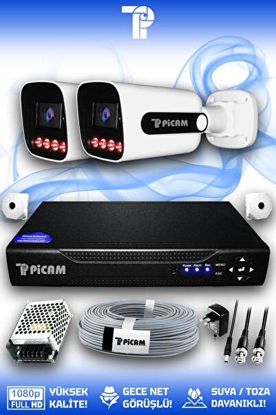 Picam 2 Kameralı Zebra 2 Dış Kamera Set HDD'siz 5 MP 2K Net Gece Görüşlü Güve...