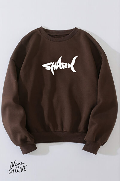 New Shine Світшот з принтом акули на комірі