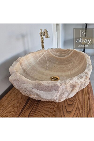 Abay Doğal Taş Bal Onyx Doğal Patlatma Kayık Lavabo