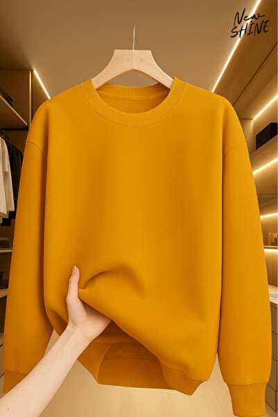 New Shine Neimprimat guler rotund Swea tricou