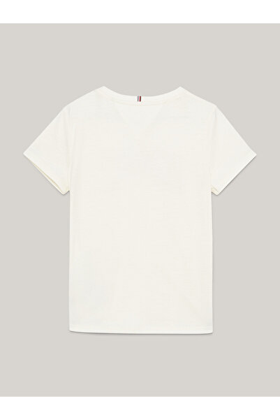 Tommy Hilfiger Girls Calico Varsity Glitter Script Logo Slim T-Shirt