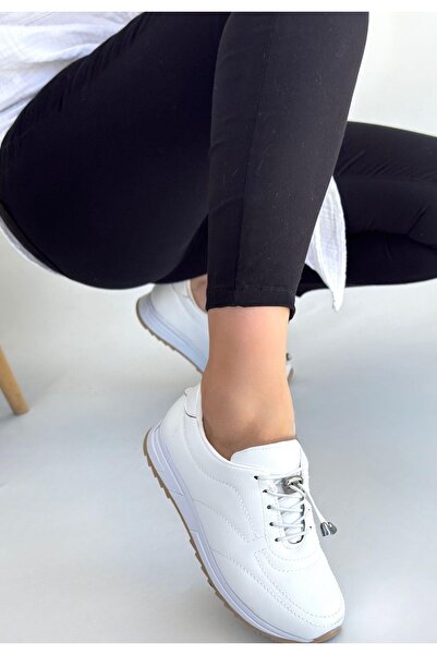 Erbilden Finna White Leather Lace-Up Sneakers