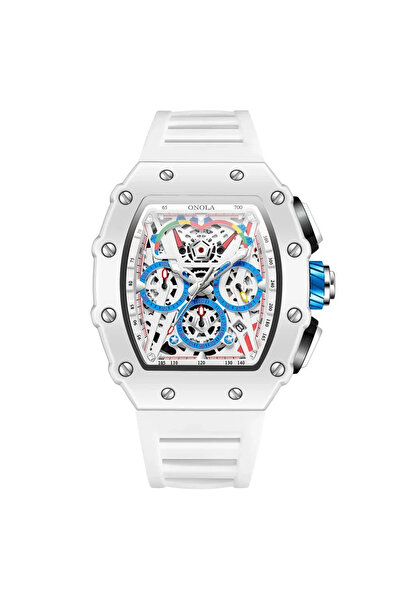 onola 6827 Λευκό Ανδρικό Ρολόι – Αθλητικό Σχεδιασμός, Φωτεινό, Πολλαπλές Λειτουργίες, Χρονογράφος