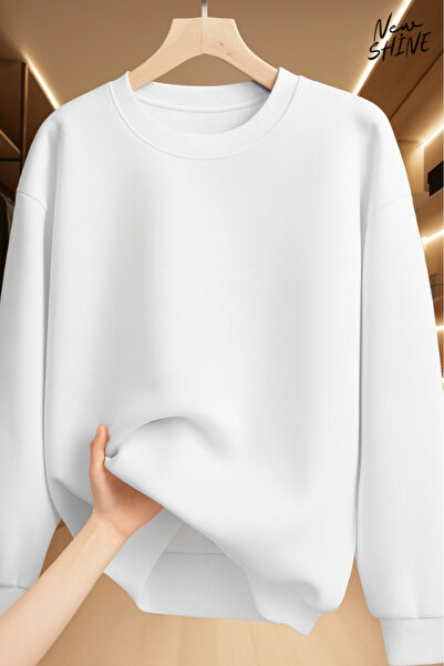 New Shine Neimprimat guler rotund Swea tricou