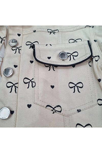 Uğur bebe Classic Style Girls' Canvas Jacket 3-Piece Set Long Sleeve Sweatshirt and Wide Leg Denim Pants